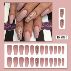 Matte Nail Tip Ballet Nail Frosted Nail Patch Long - Bks886 Flesh Color Diamond - View 1