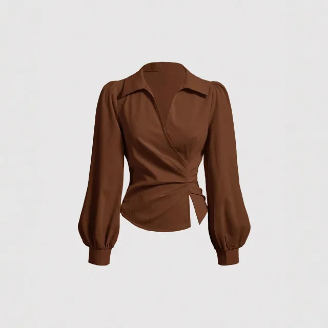 New Stylish Chic Niche design Irregular Coffee colored Shirt Coffee - Shop at LoveMi