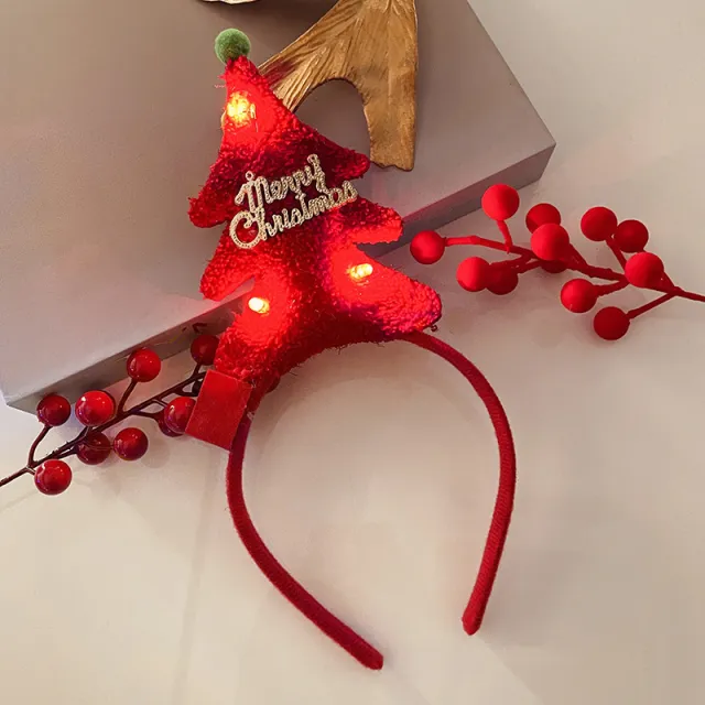 Christmas With Light Headband Snowflake Women's 44 Red With Velvet Lining - Shop at LoveMi