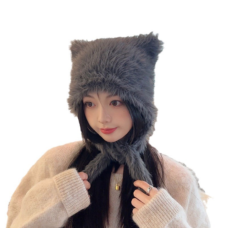 Autumn And Winter Online Influencer Cute Plush Bear Hat Thickened Warm