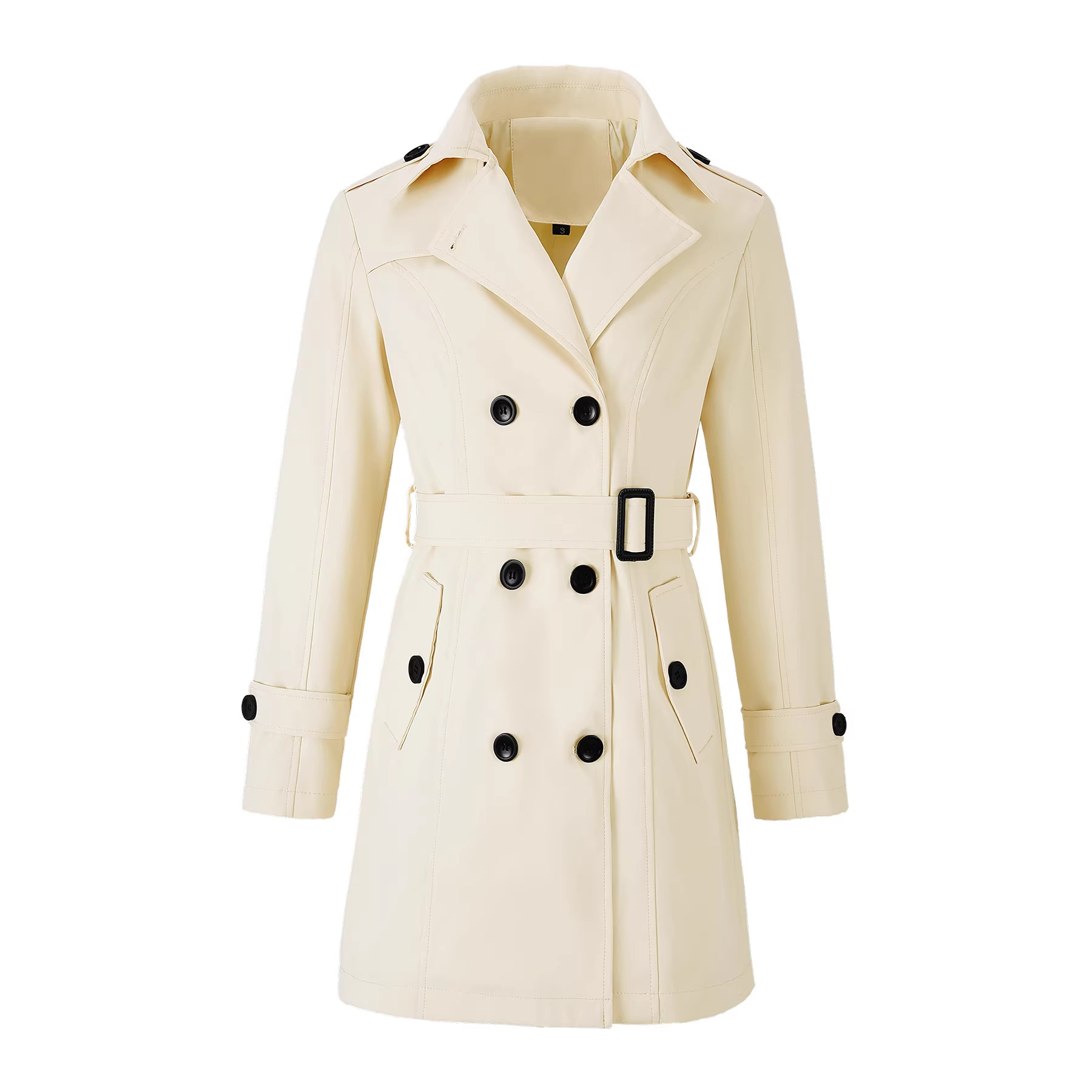 Casual Stylish Versatile Mid-length Womens Double-breasted Trench Coat
