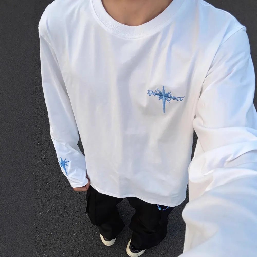 High-end Top American High-street Letter-embroidered Long-sleeve T-shirt for Men