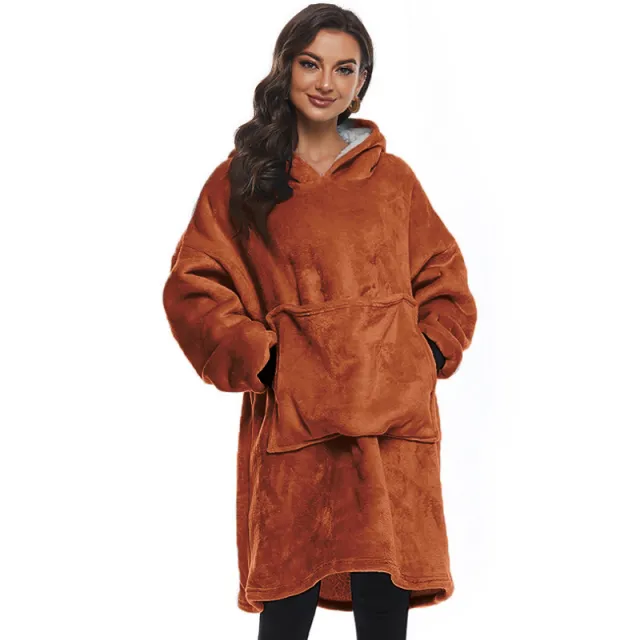 Autumn And Winter Pet Pocket Lazy Blanket Sweatshirt Hoodie Brown - Shop at LoveMi