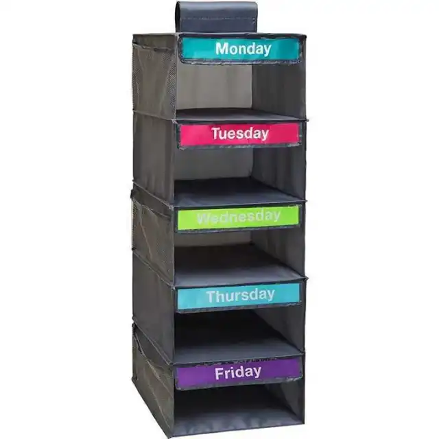 Multi layer Drawer Clothing Week Label Hanging Storage Bag Gray - Shop at LoveMi