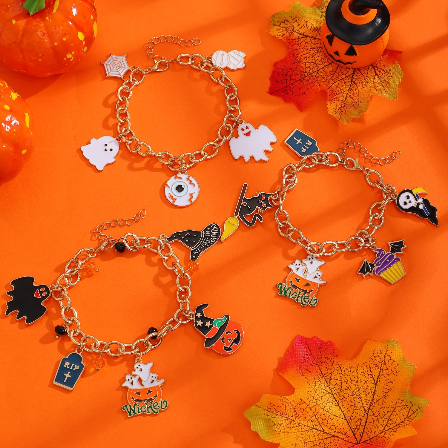 Halloween Cartoon Pumpkin Ghost Bracelet