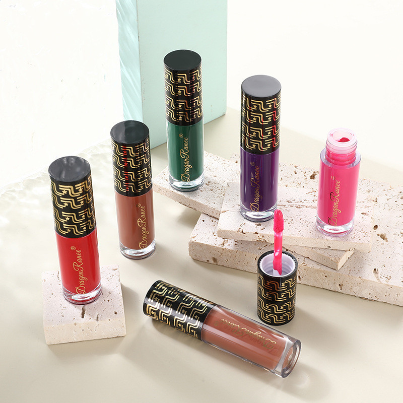Cross-border Matte Finish Purple Blue Green Black Ryukin European And American Lipstick No Stain On Cup Aunt Lip Gloss Lip Glaze Taupe