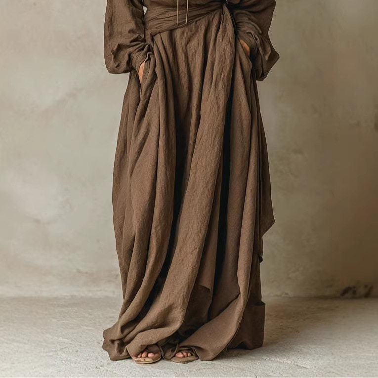 Womens Casual Loose-fitting Hooded Dress With A Belt