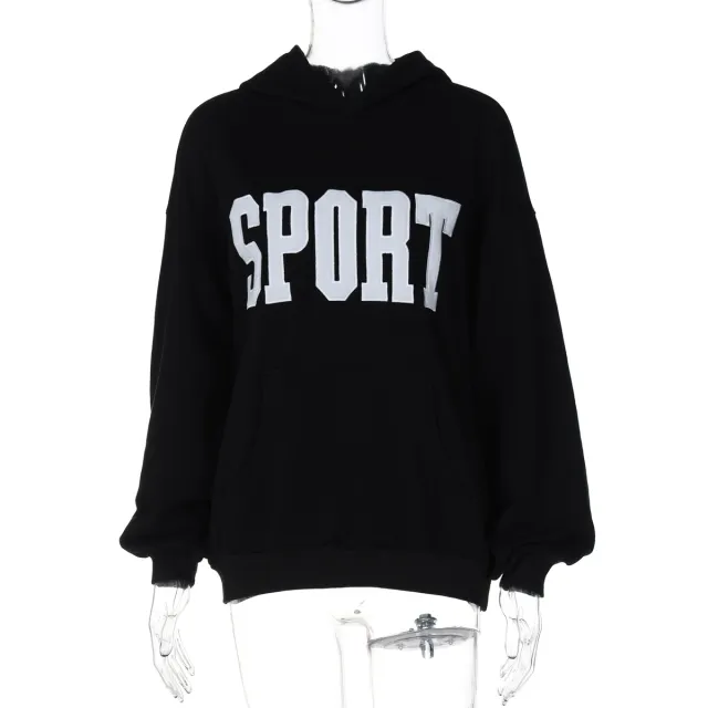 Women's Letter Embroidered Hooded Pullover Fashion Sweater Red - Shop at LoveMi