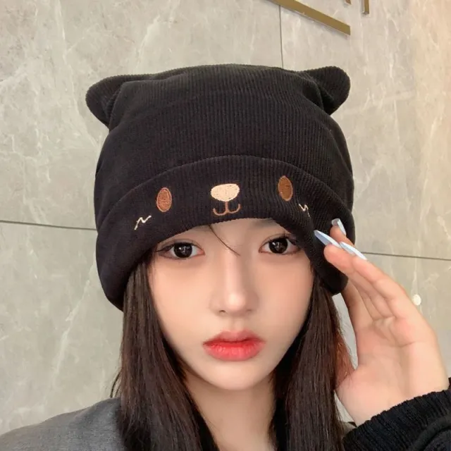 Women's Fashionable Knitted Thermal Head Cover Hat Black - Shop at LoveMi