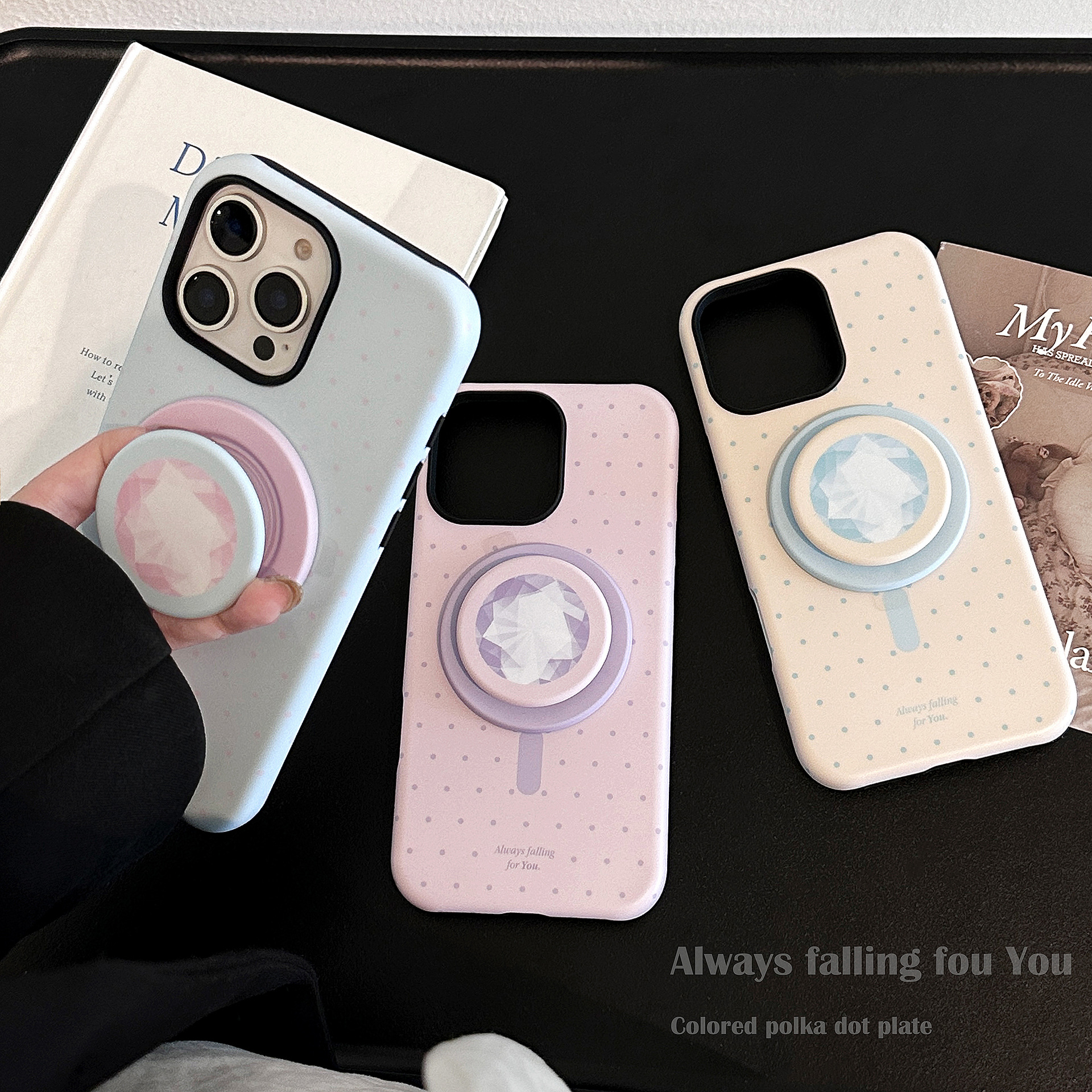 Colorful Diamond Magnetic Mount Phone Case