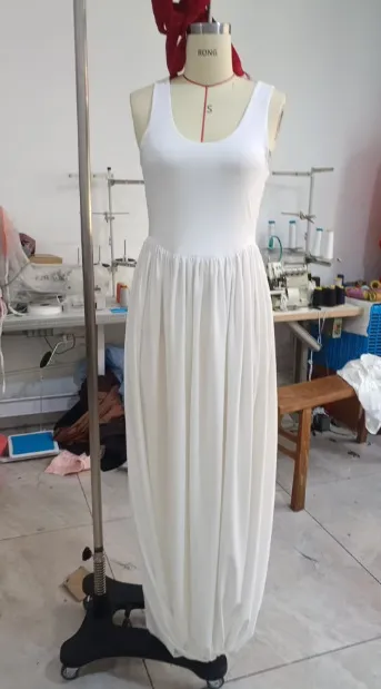 U shaped Collar High Slit Pleated Backless Dress Design Long Dress White - Shop at LoveMi