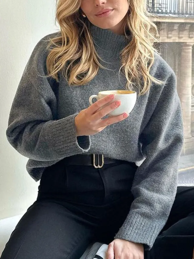 European And American Leisure Wool Long sleeved Coat Gray - Shop at LoveMi