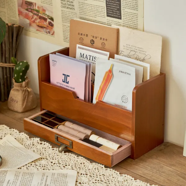 Wooden Desktop Drawer Organizer