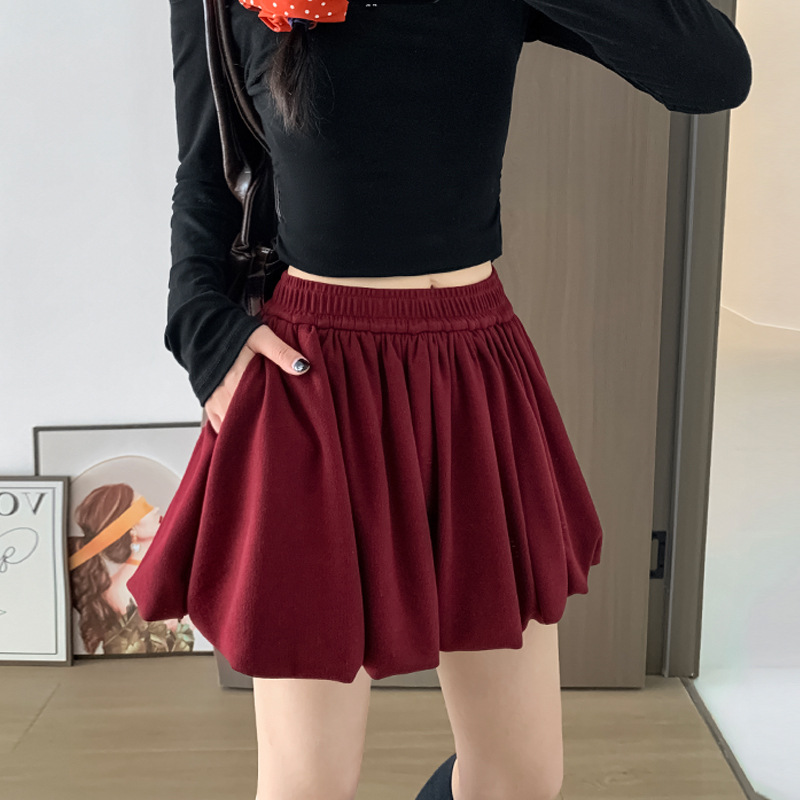 Glutinous Rice Bud High Waist Crimp Slimming Skirt