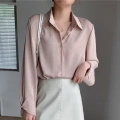 Vertical Striped Shirt Women's Design Sense Niche Bandage Dress New - Pink - View 1