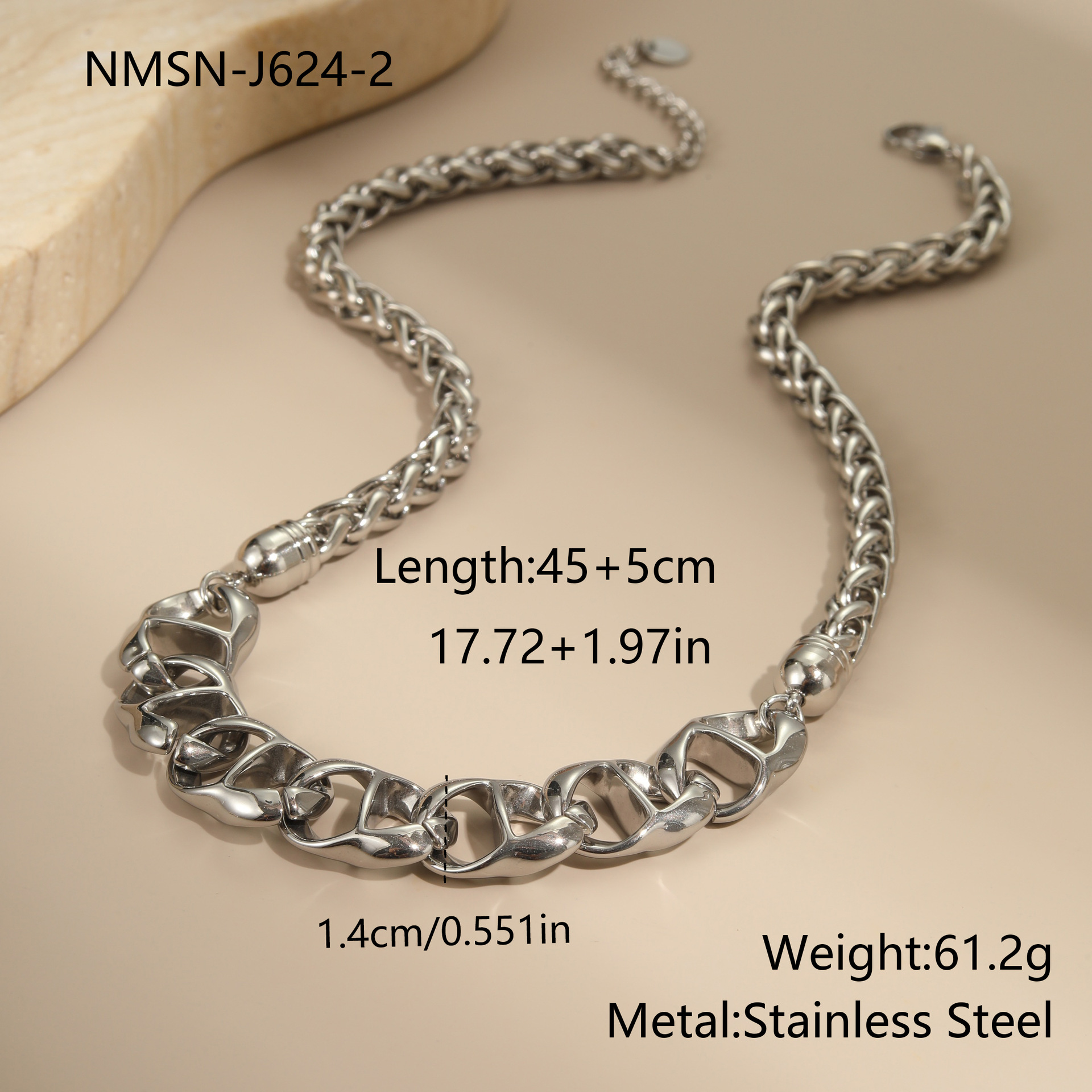 Collier en acier inoxydable, plaqué or, ne se décolore pas, assorti à tout