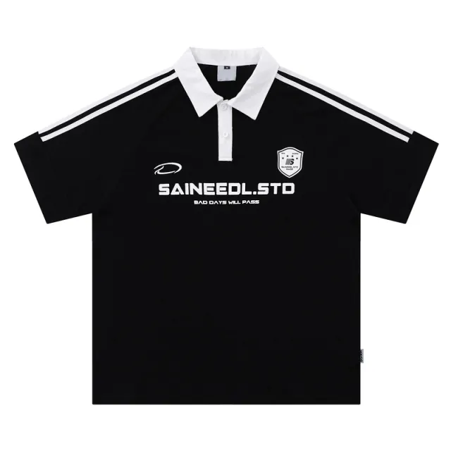 American Retro Polo Shirt Ruoshuai Short Sleeve Black - Shop at LoveMi