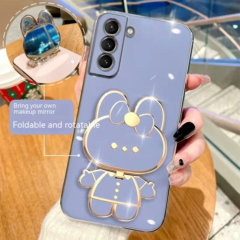 Straight Edge Plating 6D Phone Case S22 Rabbit Makeup Mirror Protective Sleeve - Image 18