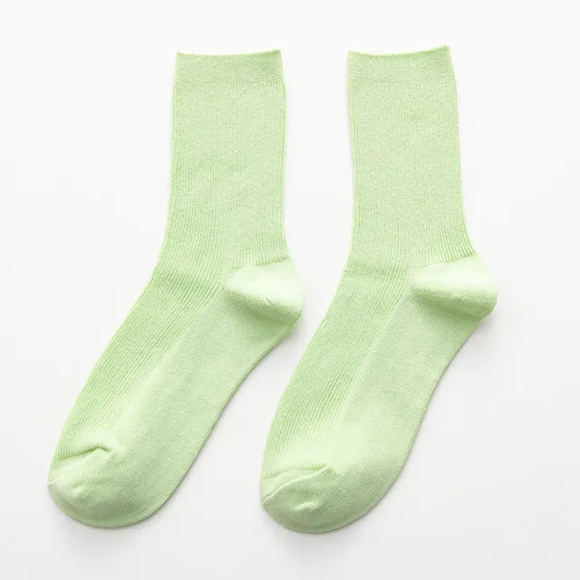 Summer Candy Color Solid Color Mid calf Length Socks Ice Cream Green - Shop at LoveMi