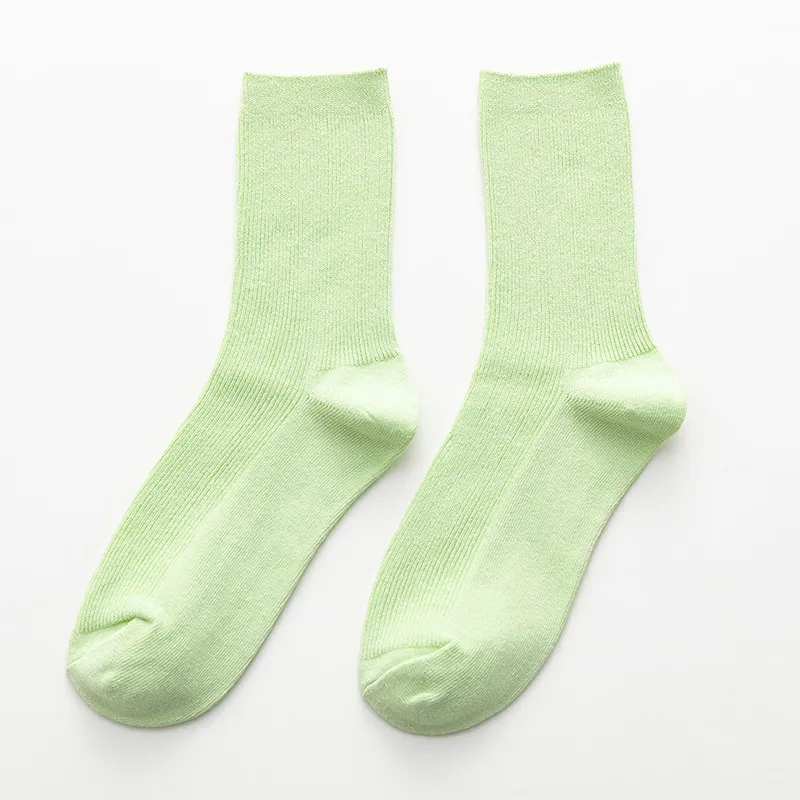 Summer Candy Color Solid Color Mid-calf Length Socks - Ice Cream Green