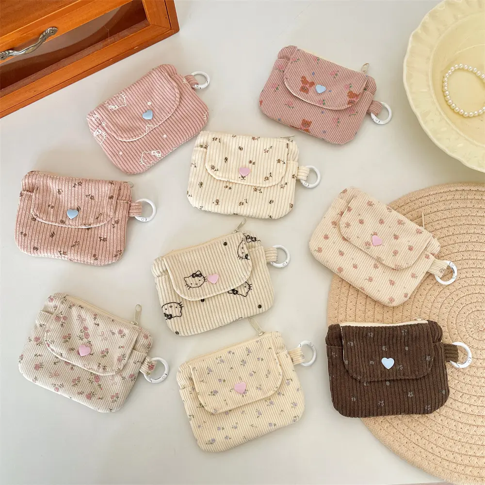 Corduroy Printed Coin Purse