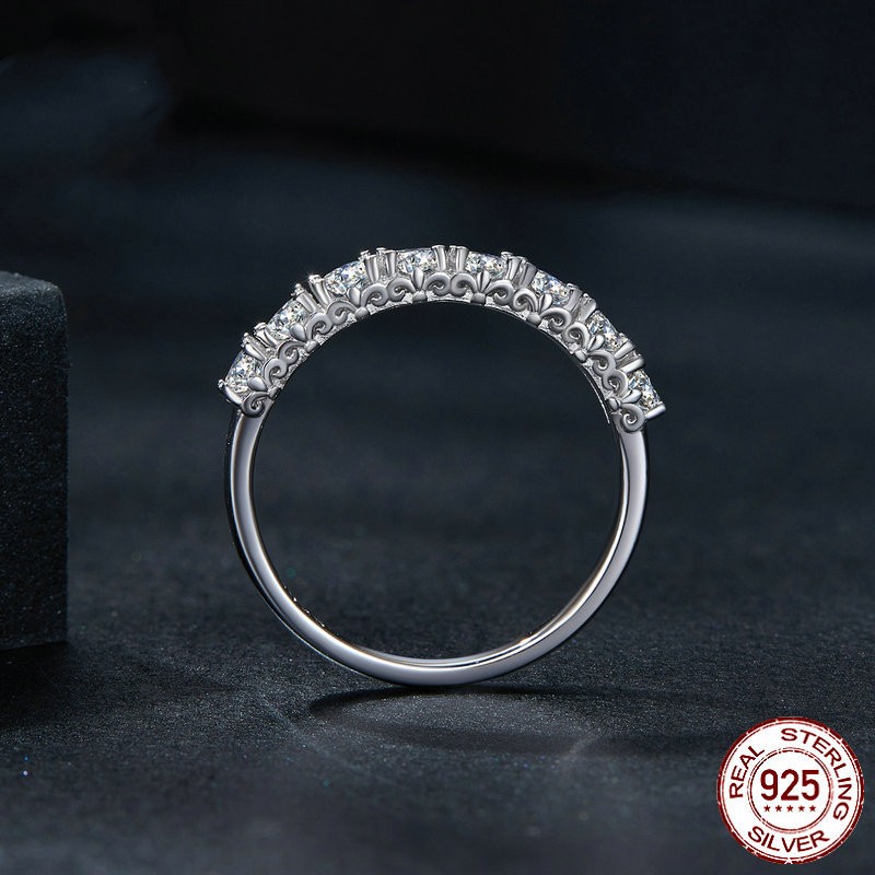 Sterling Silver S925 Pattern Moissanite Ring