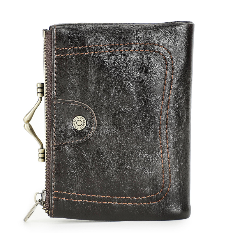 Anti theft Swiping Top Layer Cowhide Women's Wallet Brown - Shop at LoveMi