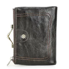 Anti-theft Swiping Top Layer Cowhide Women's Wallet - Brown - View 1