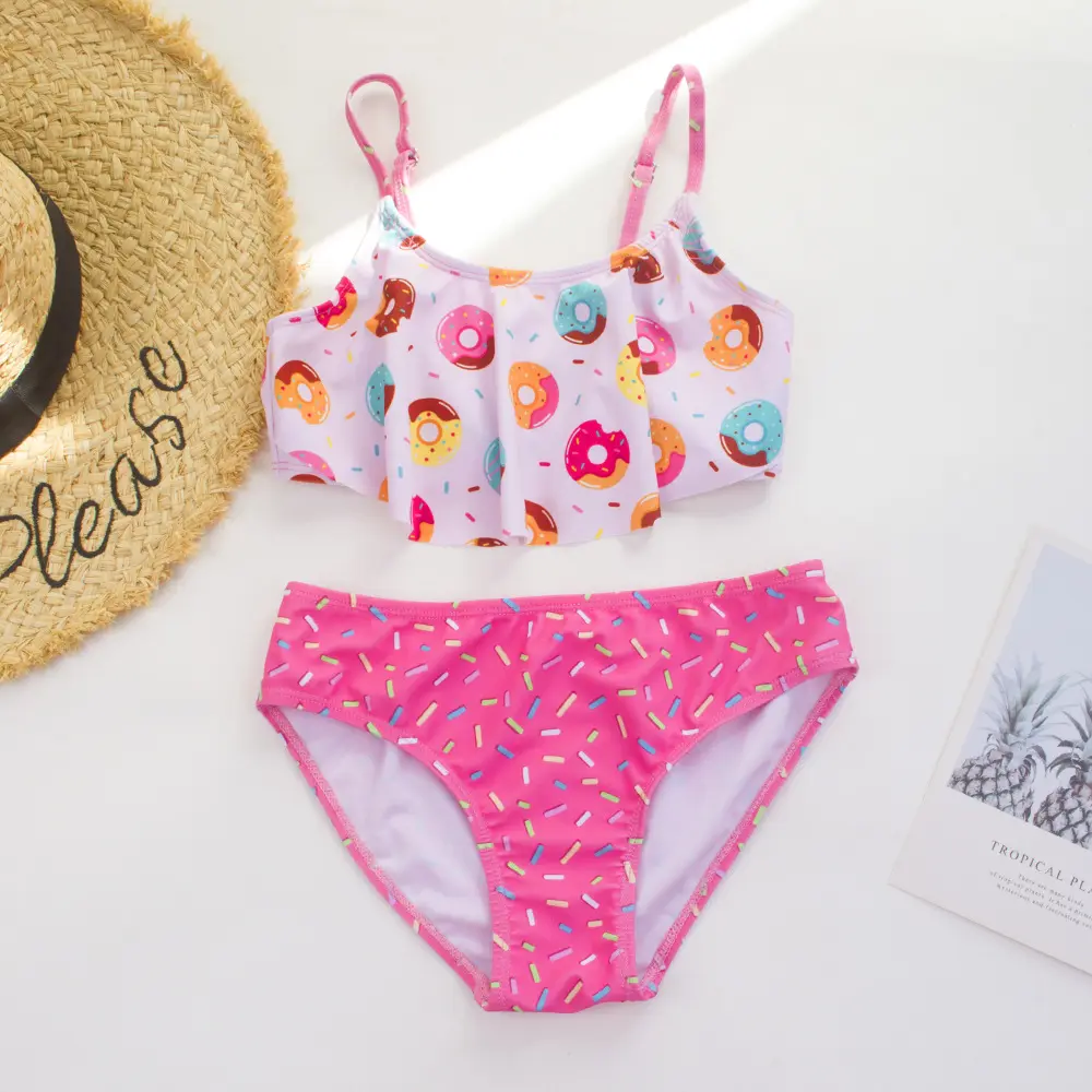 Amazon TEMU Girls' Two-piece Swimsuit Donut Contrast