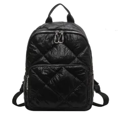 Embroidery Thread Backpack Girls Shopping Korean Simple All-match Cotton - Black - View 1