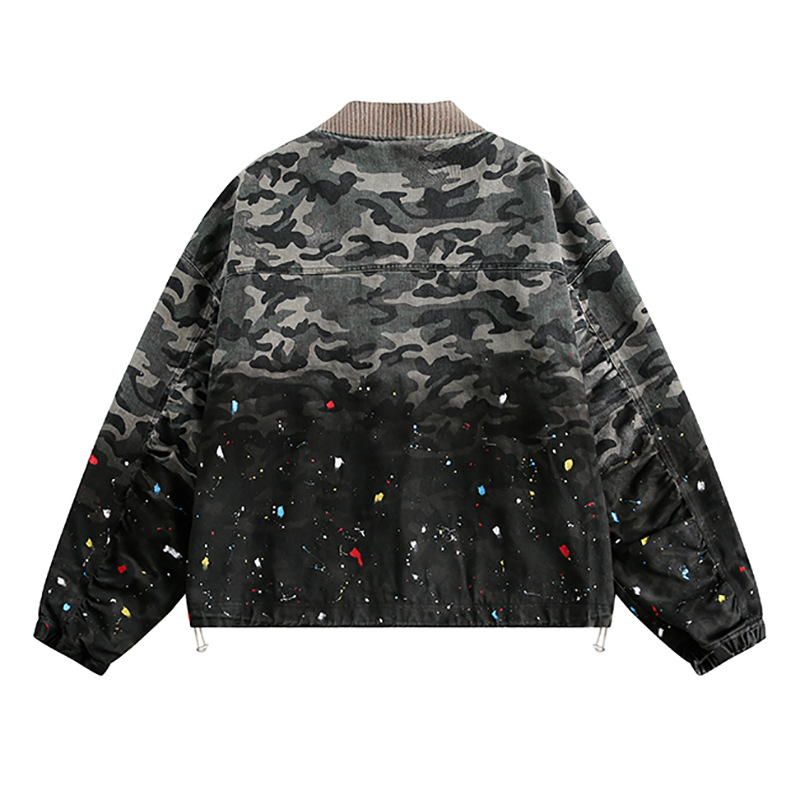 Gradient Tie-dyed Pleated Camouflage Jacket Coat