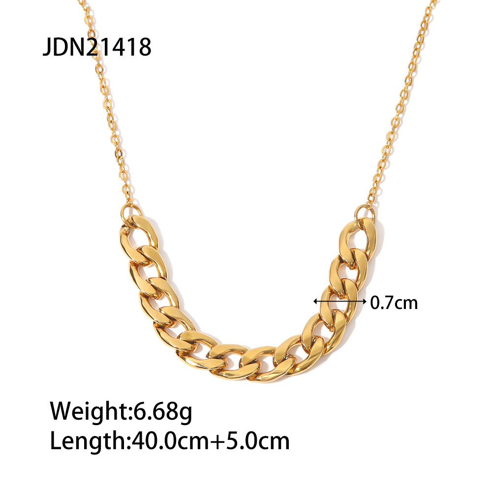 European And American Style 18K Gold Stainless Steel Chain Necklace