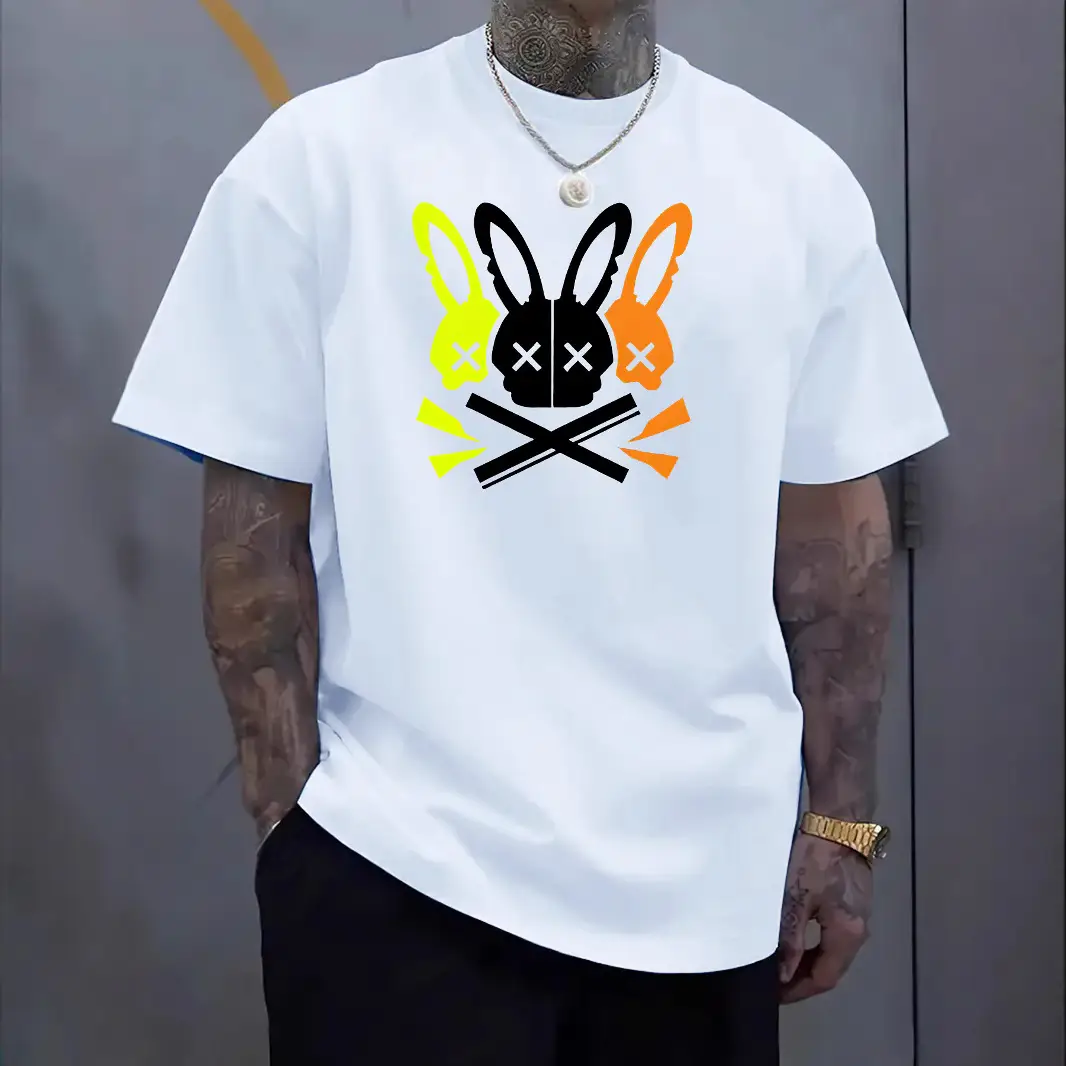Fashion Unique Rabbit Skull Printed Men's T-shirt
