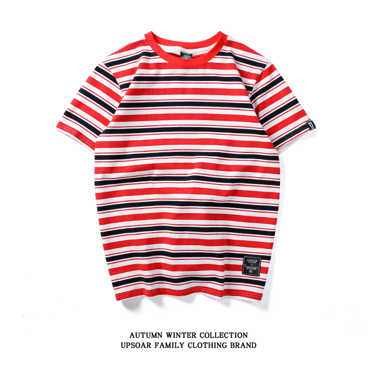 Title 5, Contrast stripes short sleeve shirt, a comforta...