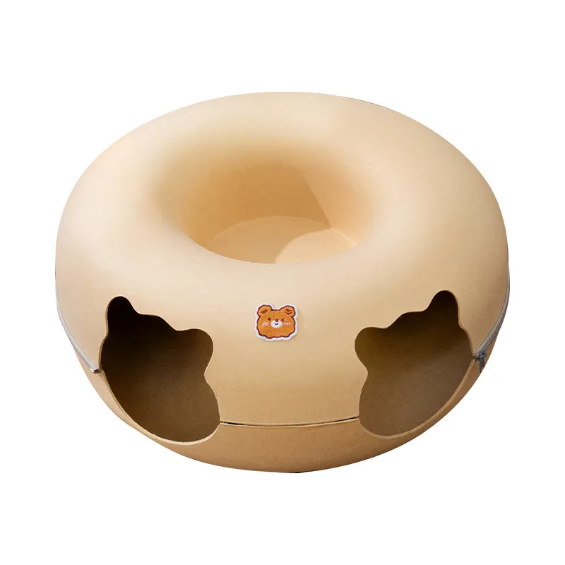 Animal-shaped Felt Zipper Cat Nest - Brown