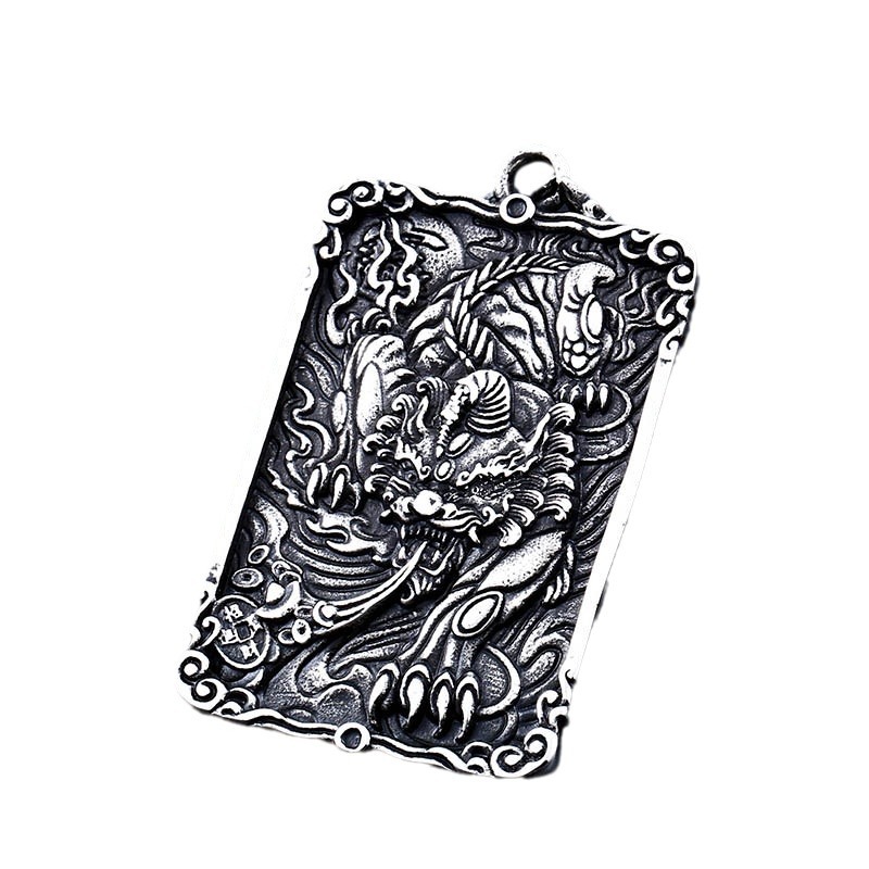 Beier Cross-border European And American Stainless Steel Gossip Pendant Retro KIRIN Koi Gun And Rose