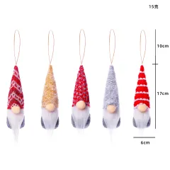 Christmas Variety Of Wool Small Ornaments Faceless Elderly Plush Doll Gift Rudolf - 1Style 5Pcs Set - View 1