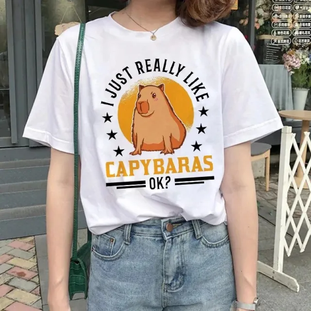 Cute Capybara Clothing Women Vintage Cartoon T Shirt H51513 - Shop at LoveMi