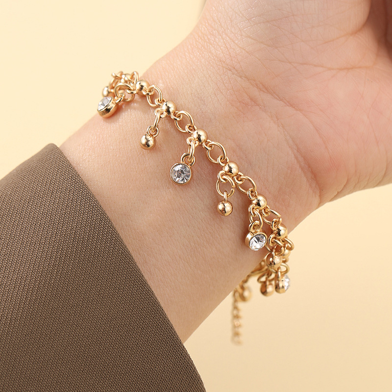 Minimalist Diamond Studded Tassel Bracelet