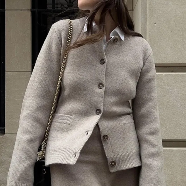 Women's Slim fit Cropped Cardigan Sweater Coat Taupe - Shop at LoveMi