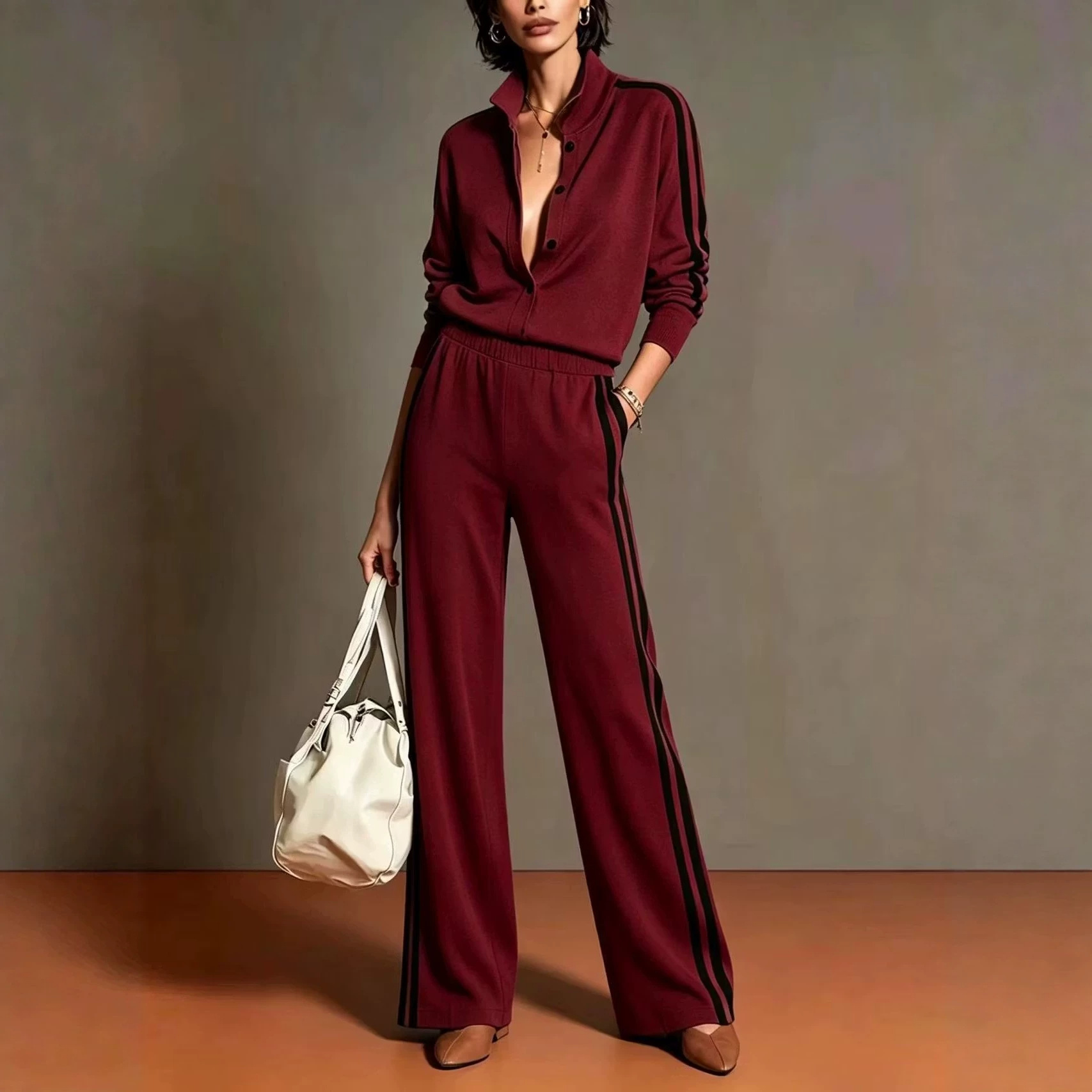 Women's Striped Casual Set European And American Style