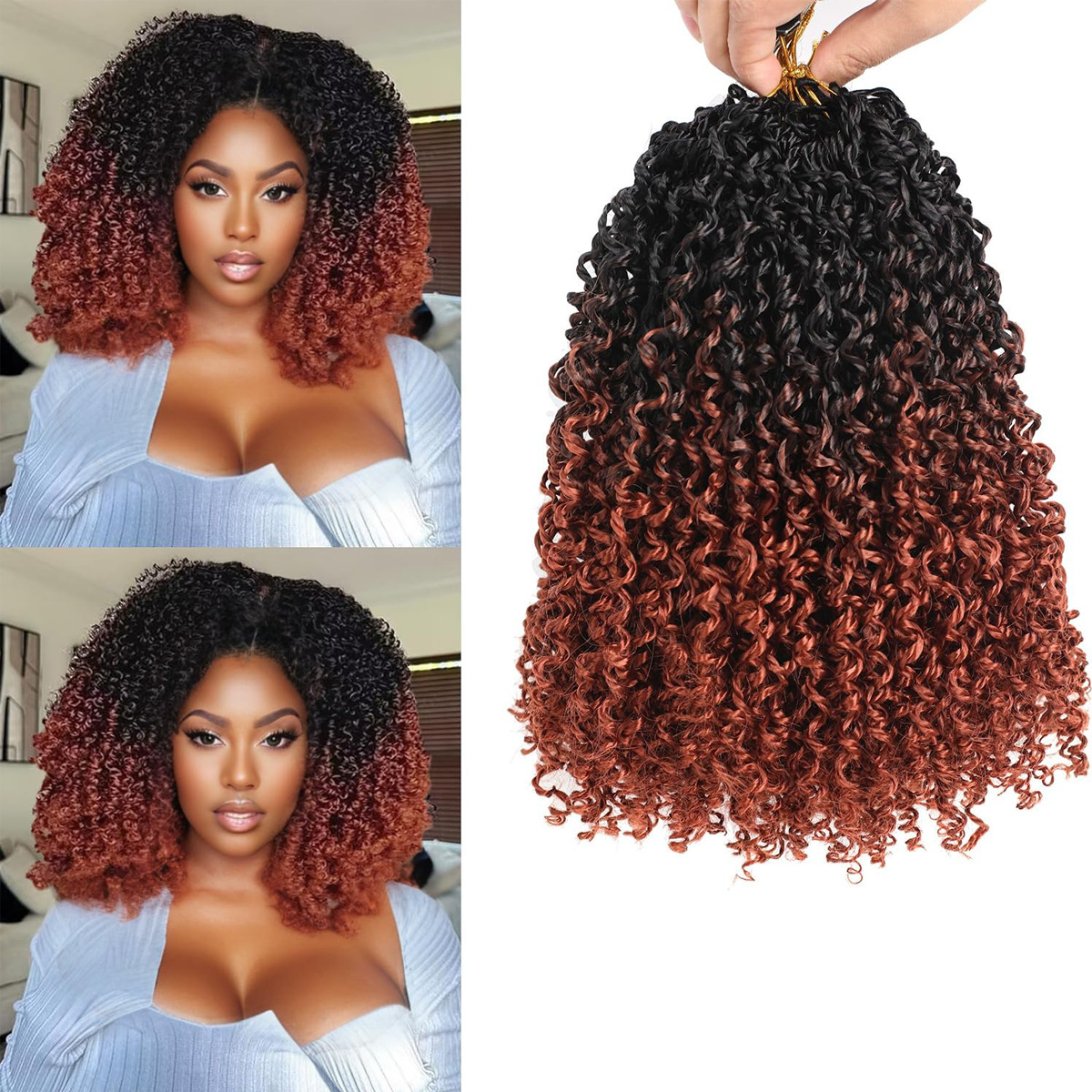 Synthetic Fiber Wig8 Inches24 StrandsCrocheted Small CurlsIrregular Style 6