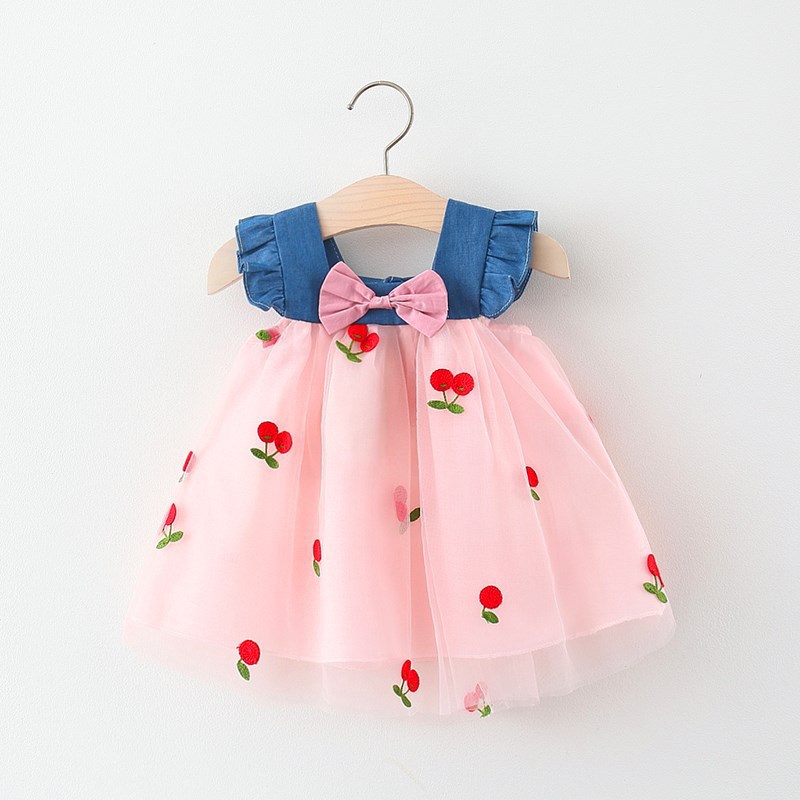 Denim Cherry Skirt Pink