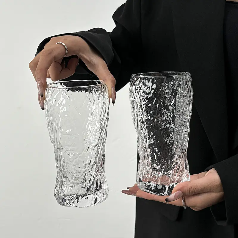 Creative Swirl-Design Household Summer Transparent Frosted Glass Cup