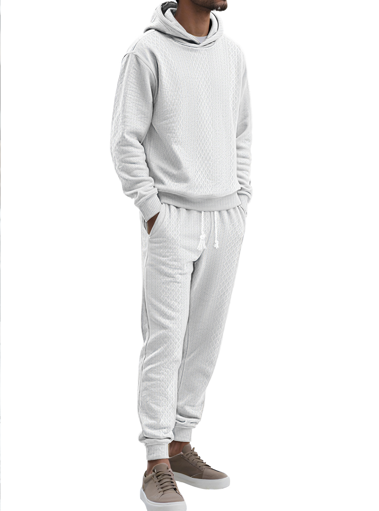 Jacquard Knit Hoodie and Pants Set