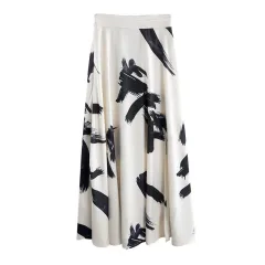 Summer New Split Ink Print Chiffon Skirt Long Skirt Mid-length - Nine Points-L - View 1
