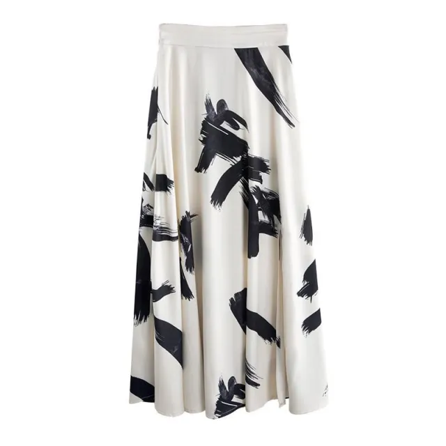Summer New Split Ink Print Chiffon Skirt Long Skirt Mid length Long - Shop at LoveMi