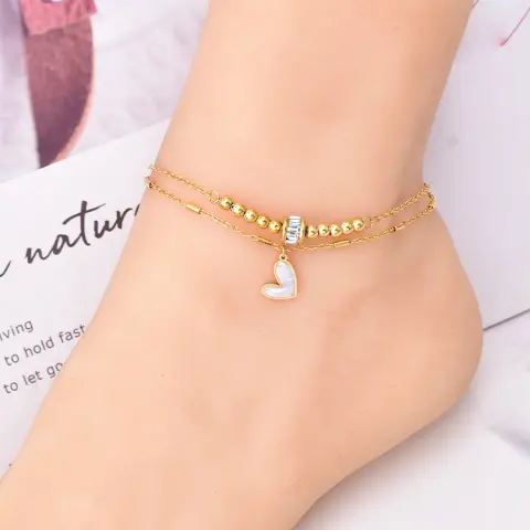 Zircon Transfer Beads Double-circle Anklet