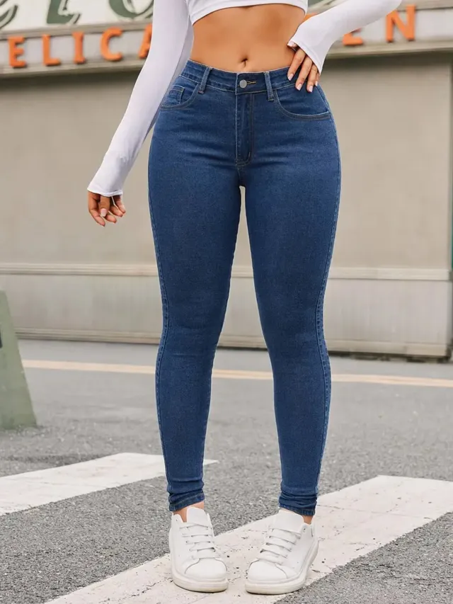 Skinny Stretch Feet Pants Jeans Blue - Shop at LoveMi