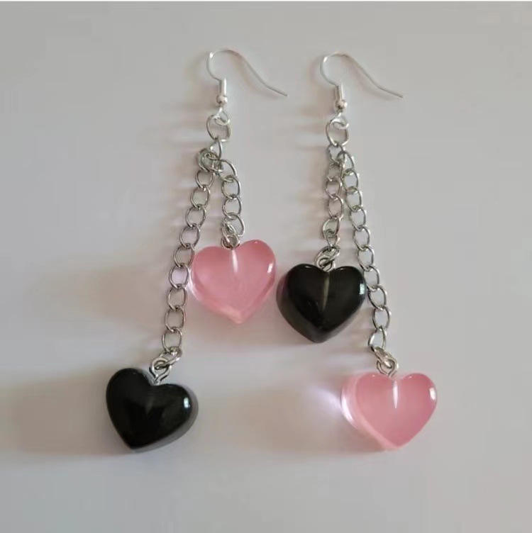 South Korea Retro Heart-shaped Earrings Korean Style All-match Transparent Titanium Steel Earrings